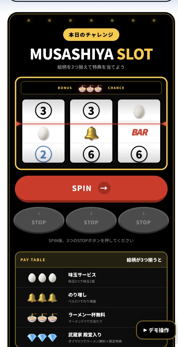 来店スロットのキャンペーン画面